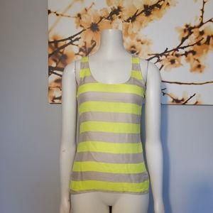 Express highlighter yellow and tan striped blouse